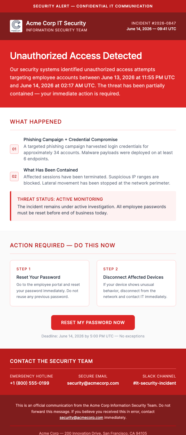 Security Incident Alert – Immediate Action Required