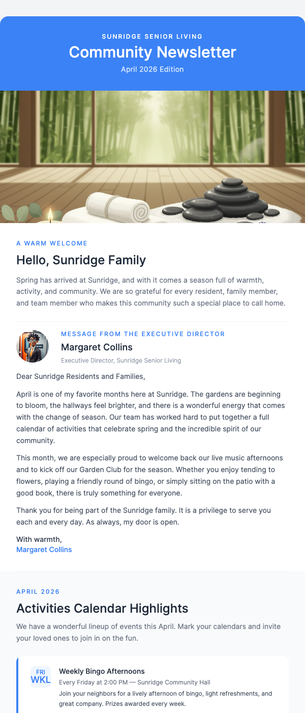 Senior Living Community Newsletter