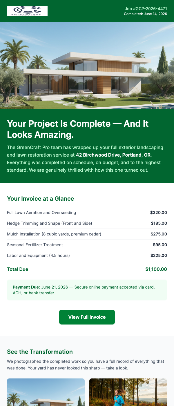 Service Complete – Here's Your Invoice