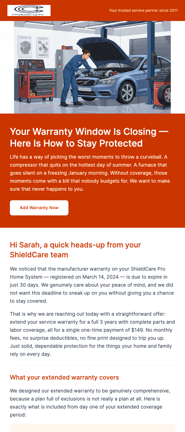 Service Warranty Registration – Extend Coverage