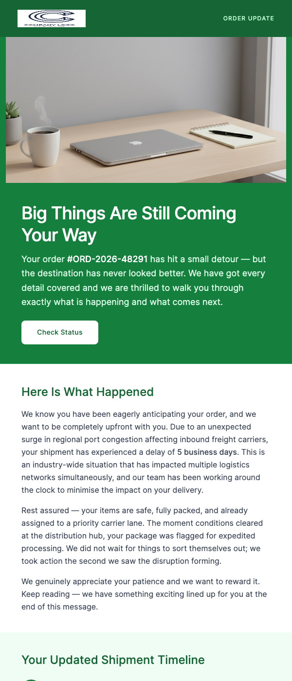 Shipment Delayed – We're Keeping You Updated