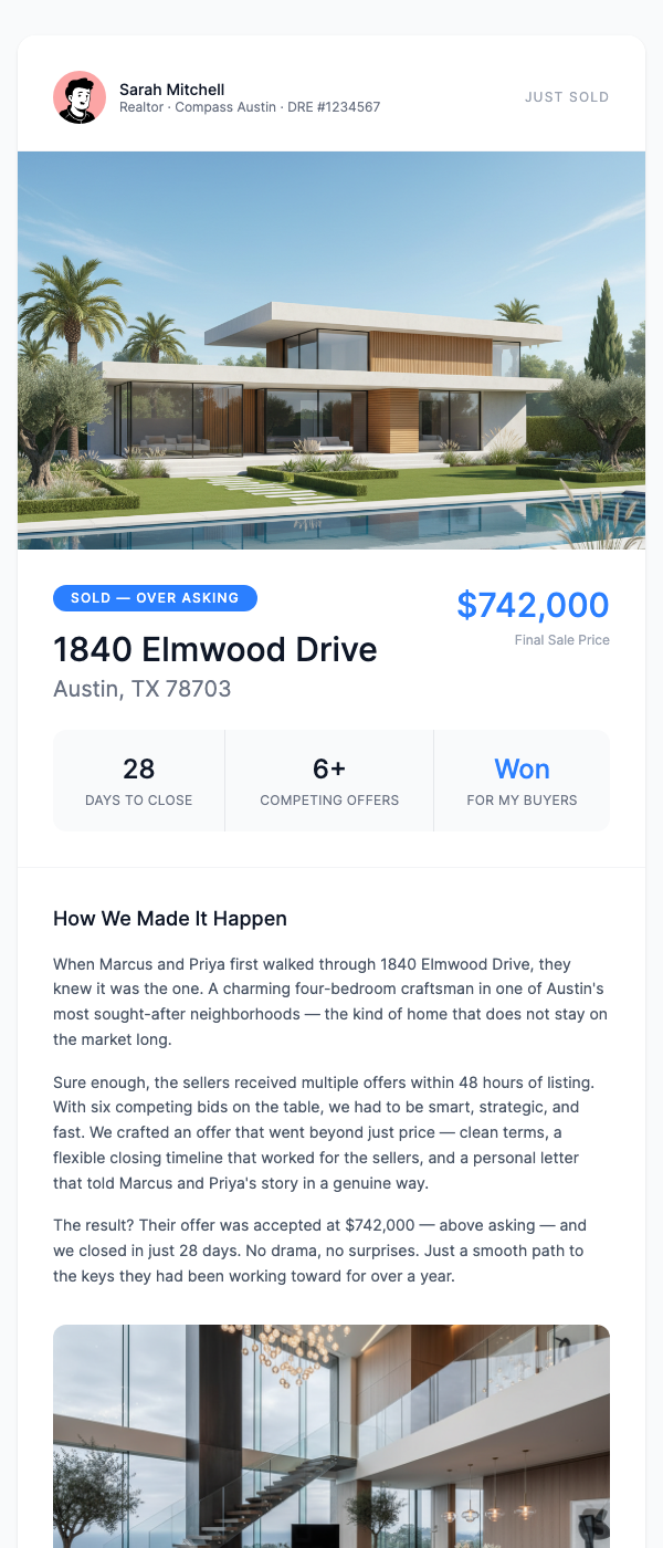 Sold Announcement – Just Closed