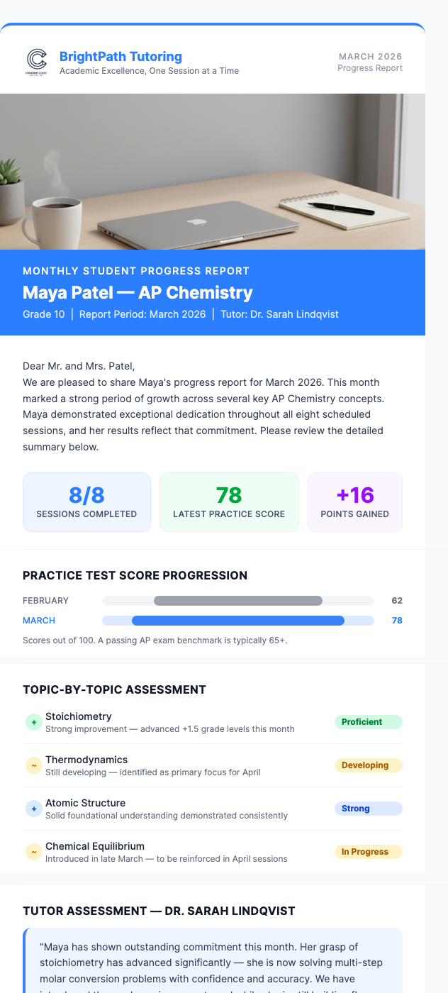 Student Progress Report