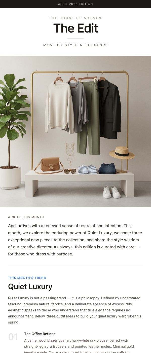 Style Edit – Monthly Fashion Newsletter