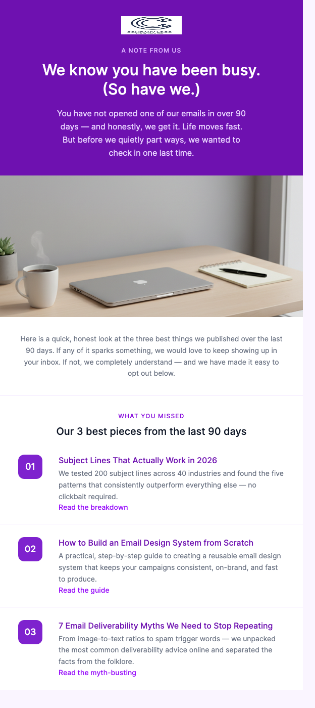 Subscriber Win-Back – 90 Days Inactive