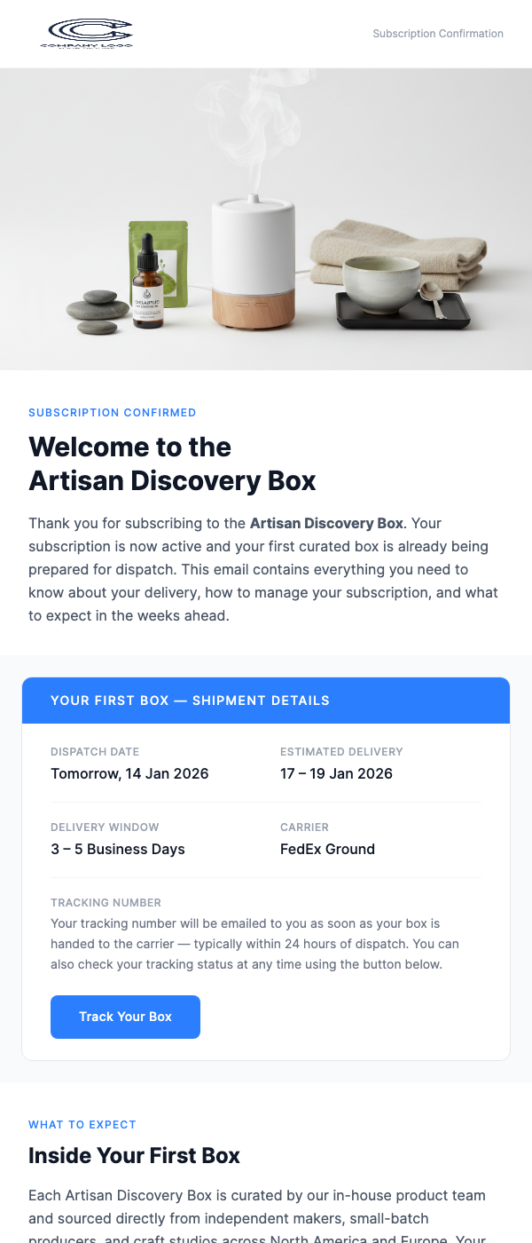 Subscription Activated – Your First Box Ships Tomorrow