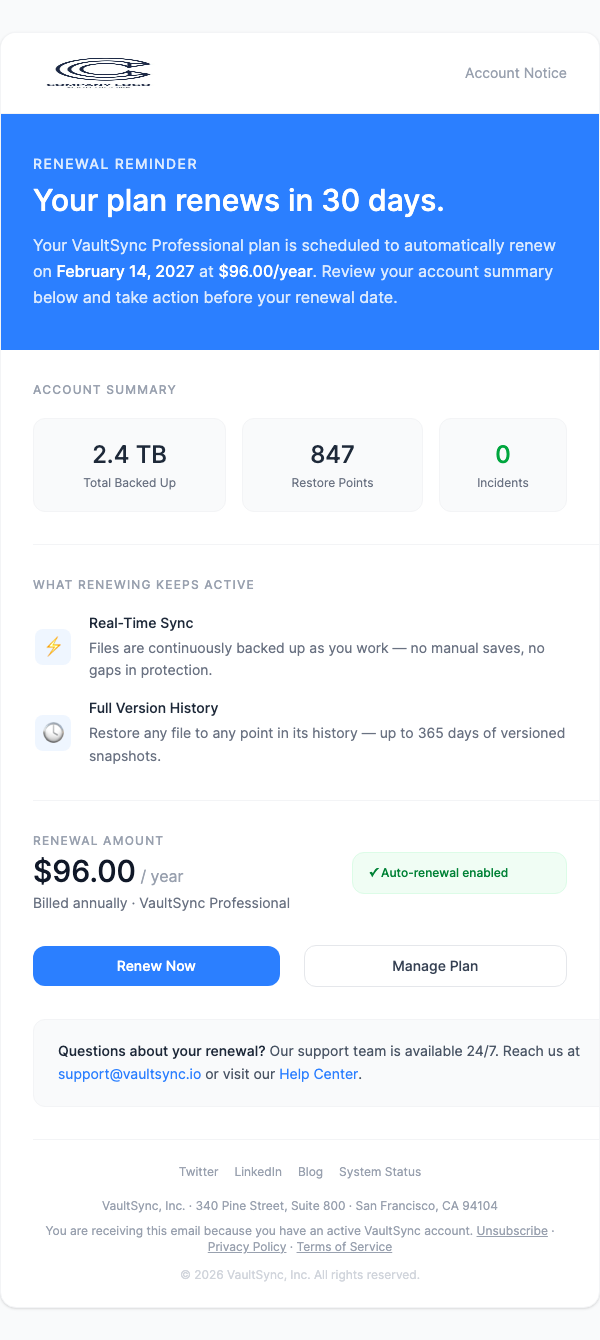 Subscription Renewal Reminder