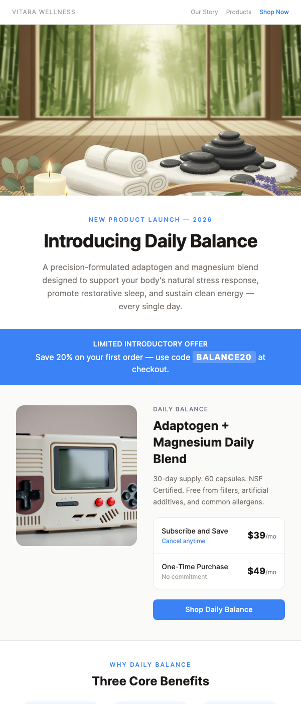 Supplement Product Launch