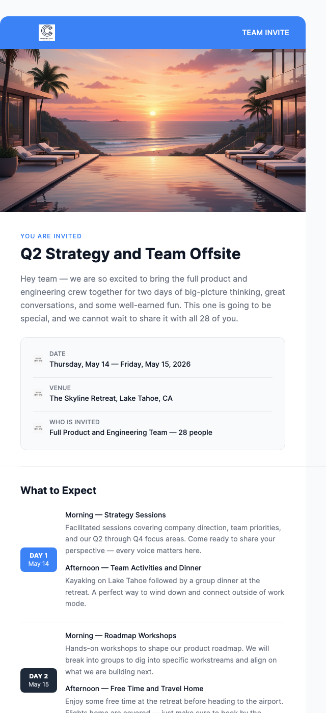 Team Offsite Invitation