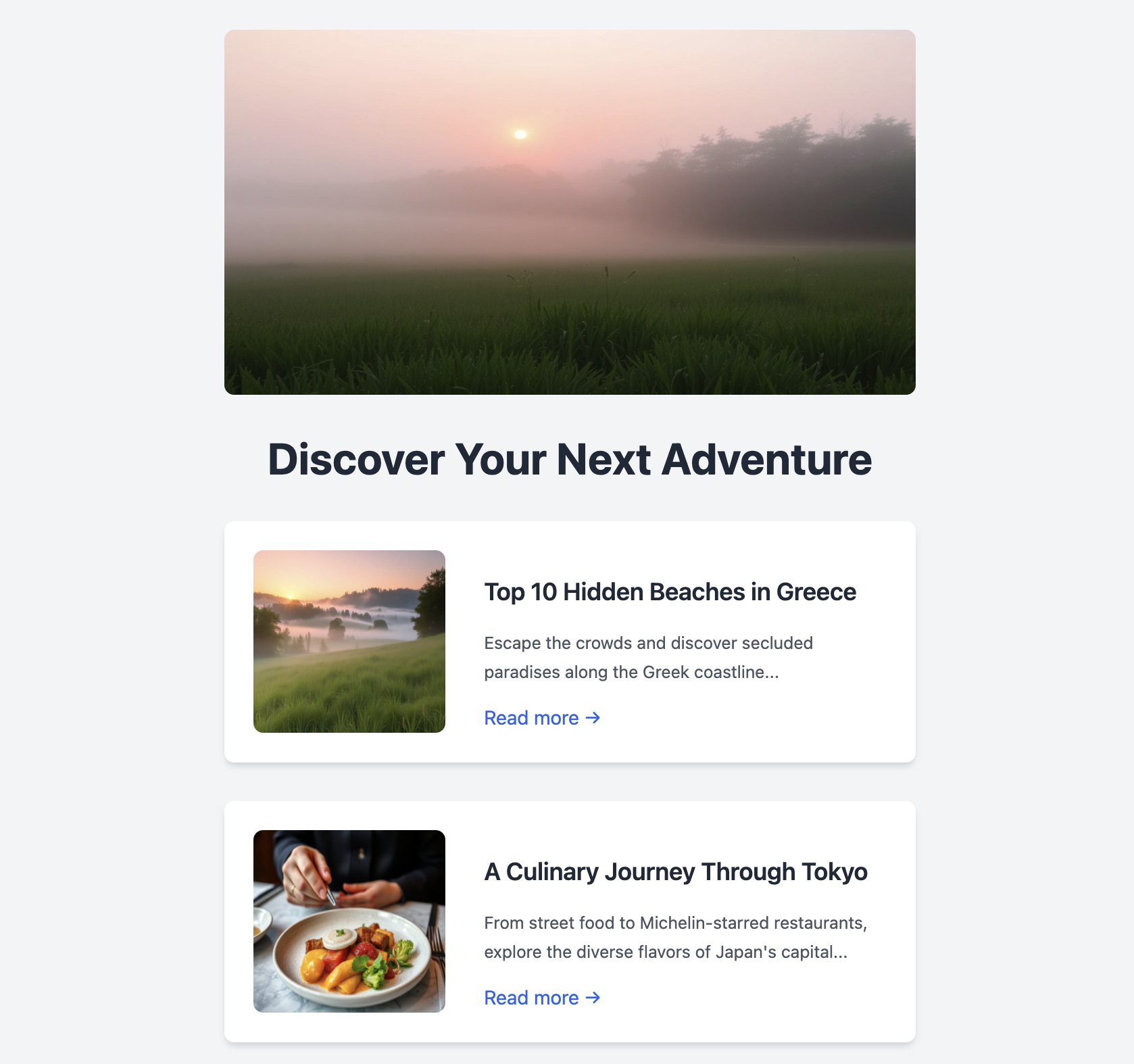 Travel Newsletter with Article Snippets