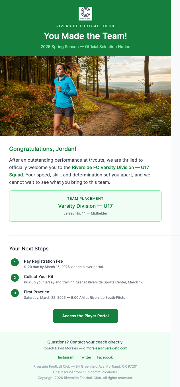 Tryout Results – You Made the Team