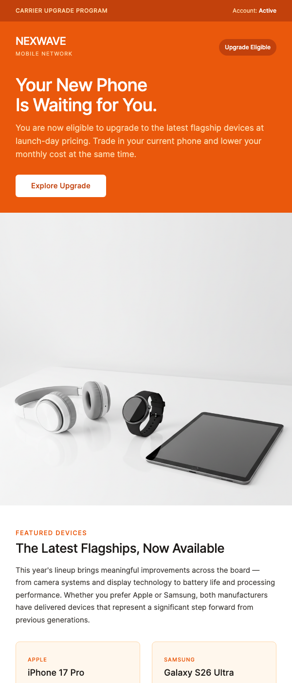 Upgrade Available – New Phones at Launch Prices