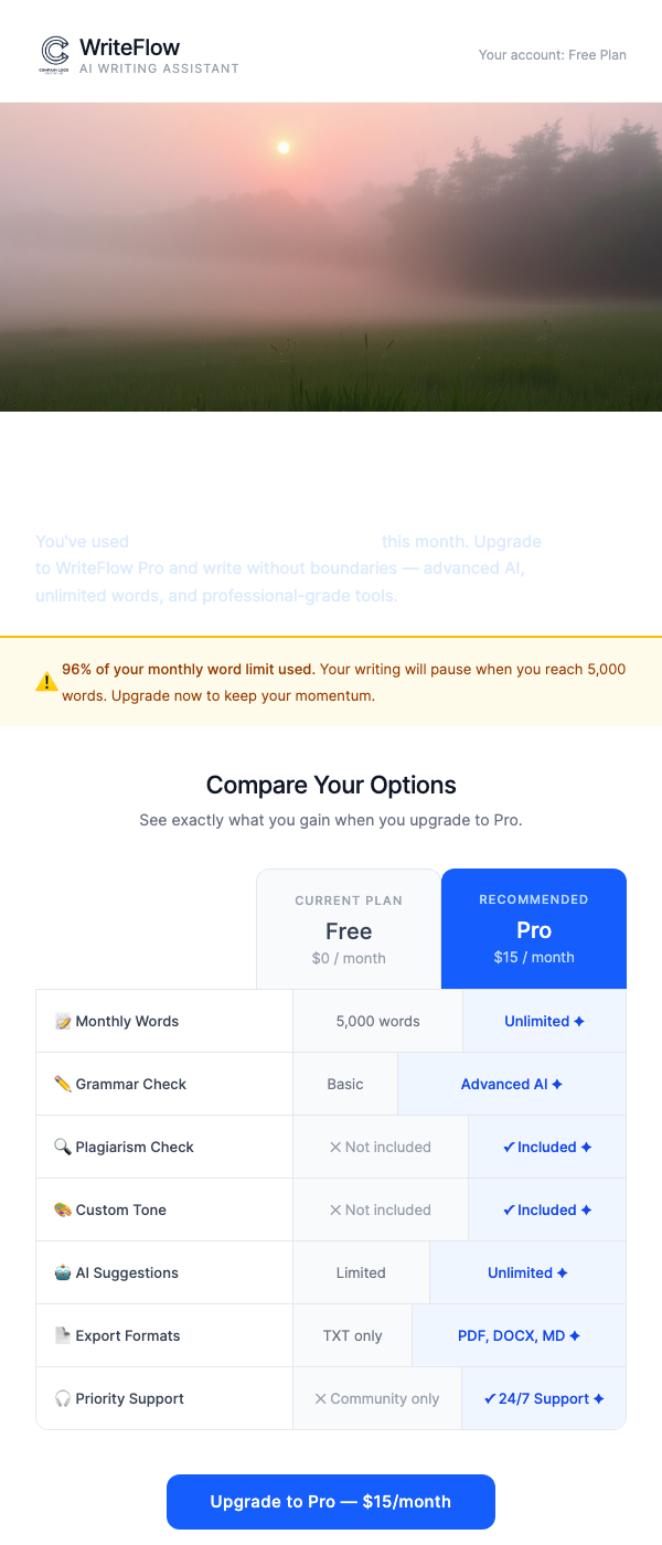 Upgrade to Pro – Feature Comparison