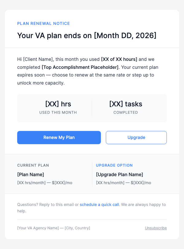 VA Service Plan Renewal – Keep the Momentum Going