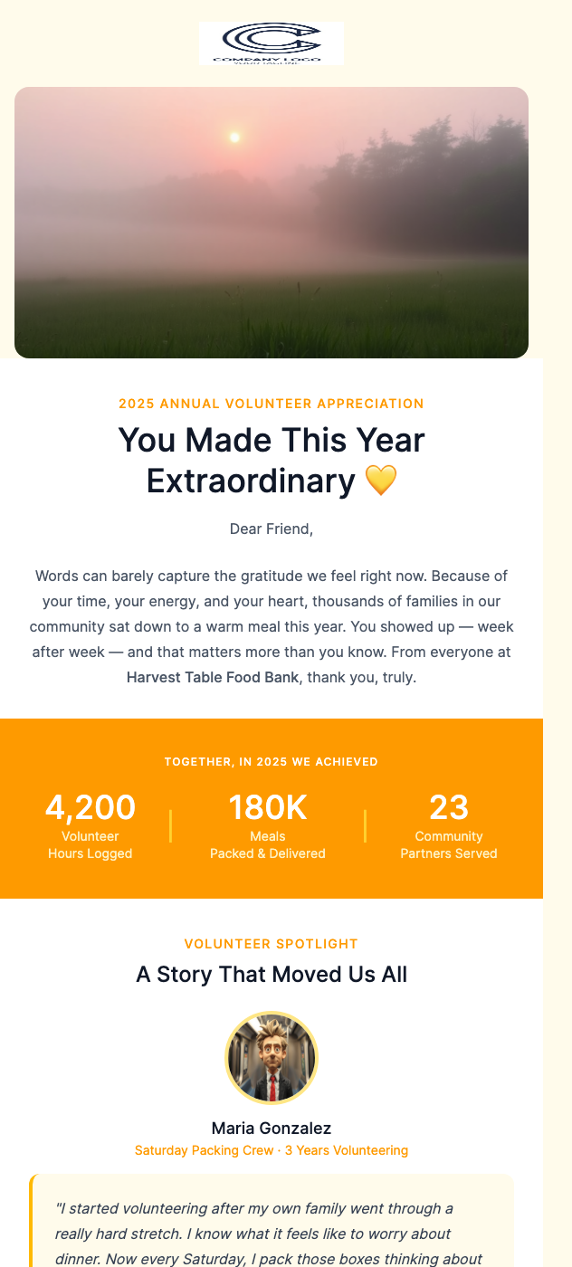 Volunteer Appreciation Email