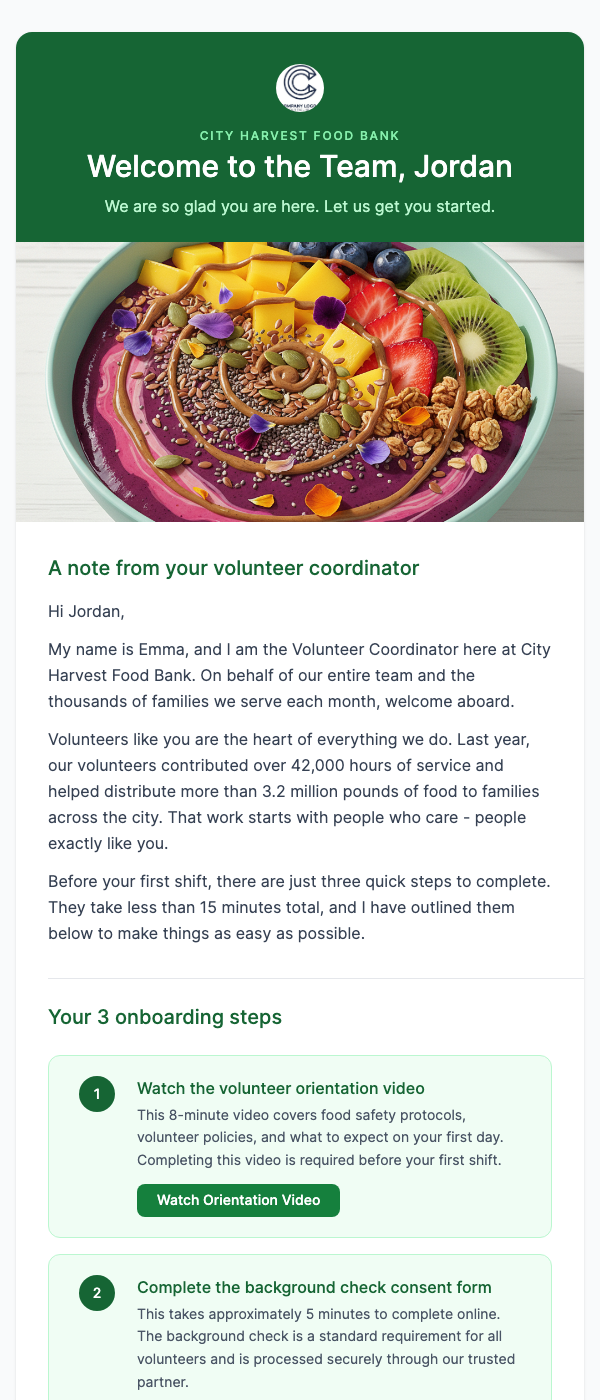 Volunteer Onboarding Welcome