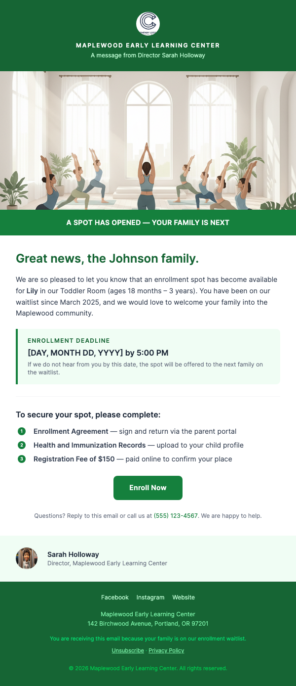 Waitlist Spot Available – Enroll Now