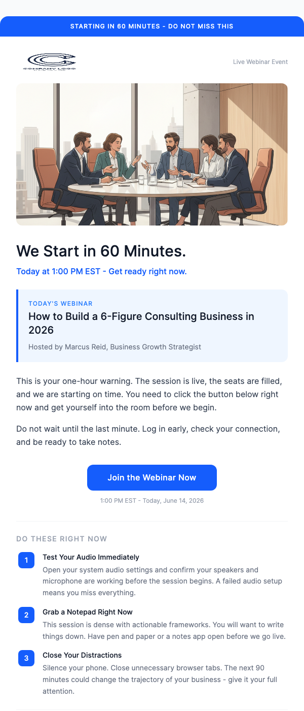 Webinar Reminder – 1 Hour Before