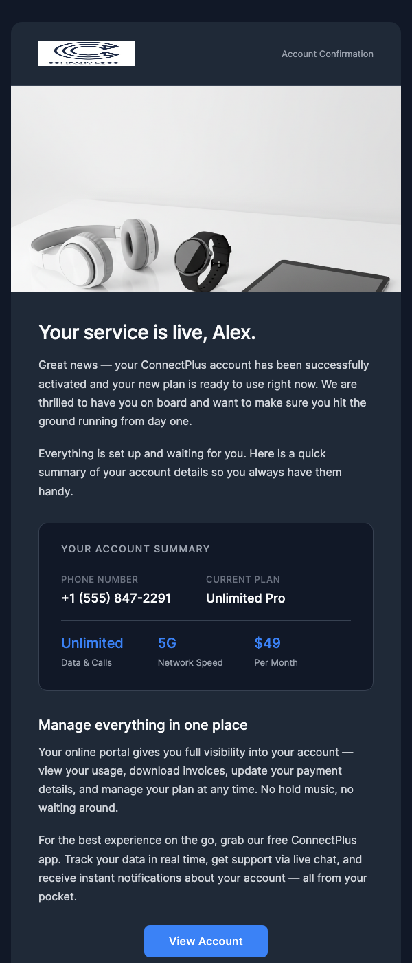 Welcome to [Carrier] – Activation Confirmed
