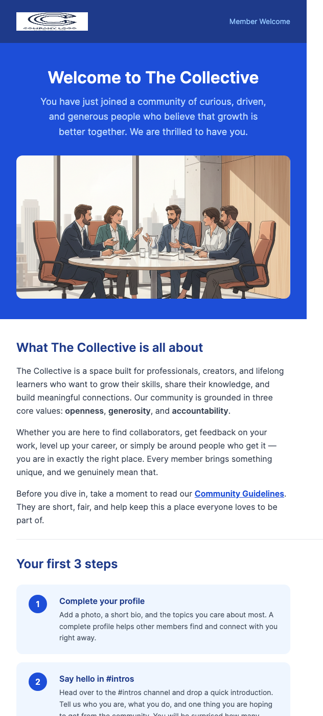 Welcome to the Community – You're In