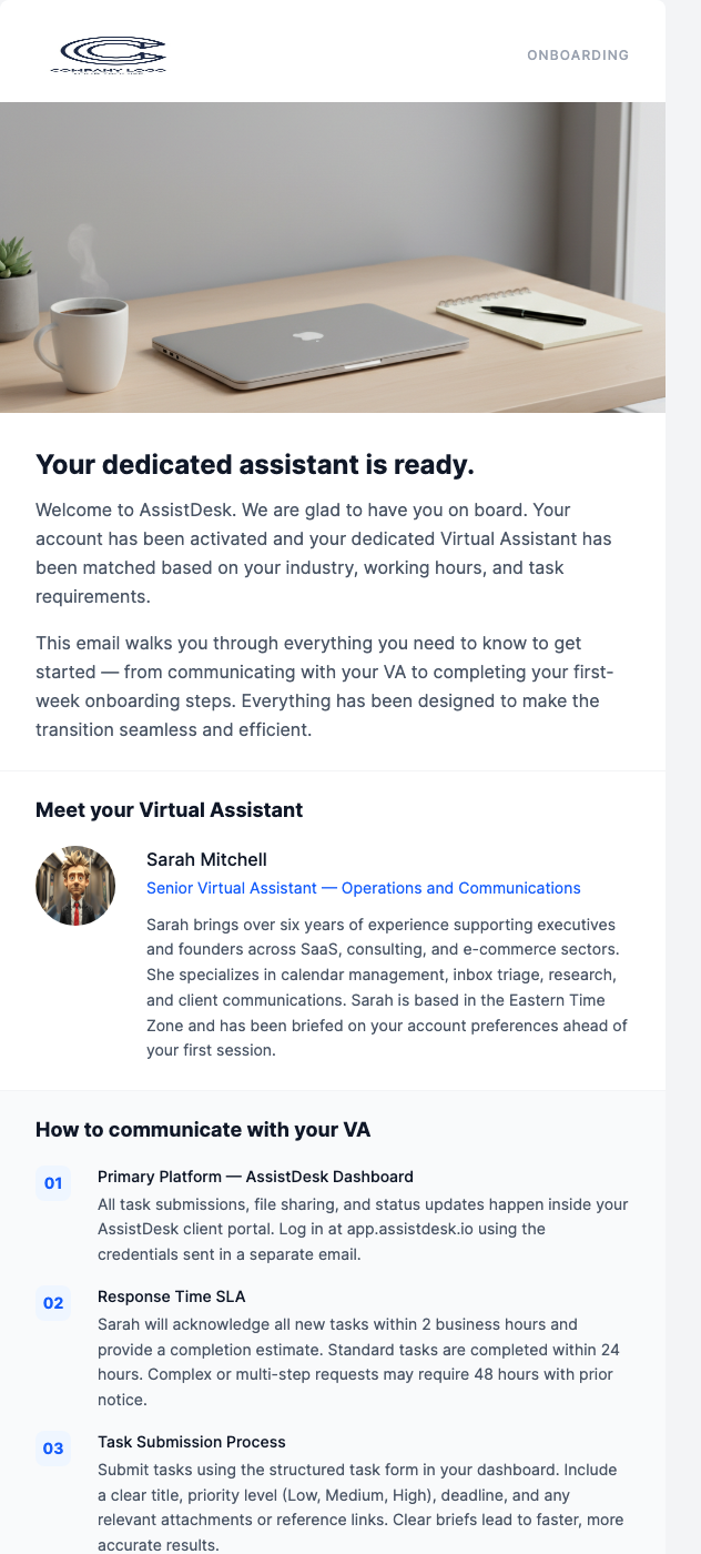 Welcome to Your Virtual Assistant Service