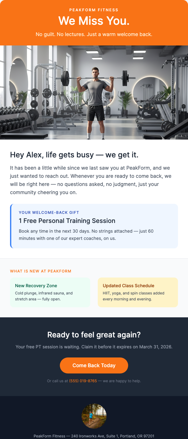 Win Back Lapsed Gym Members – We Miss You