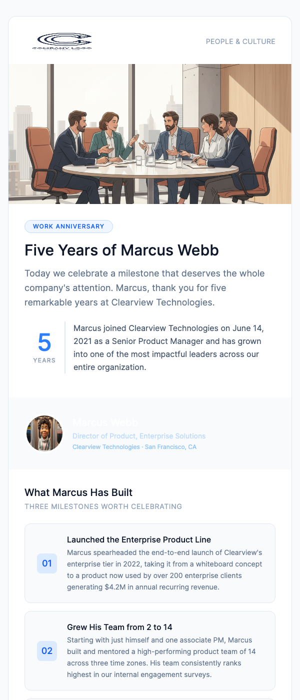 Work Anniversary Recognition