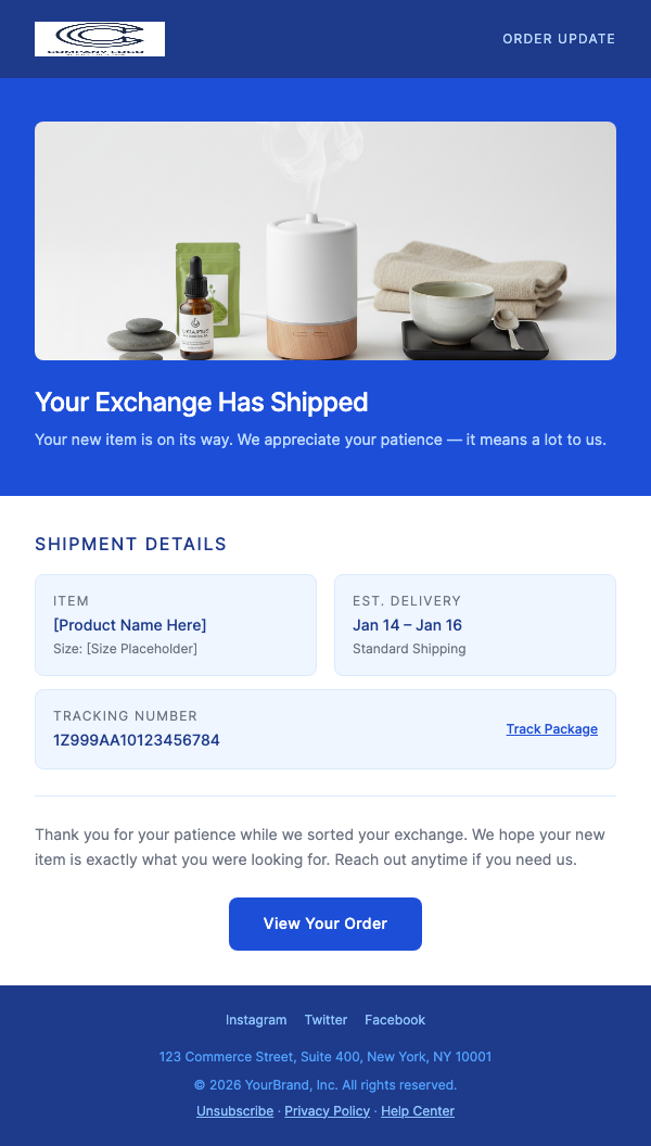 Your Exchange Has Shipped – New Item on Its Way