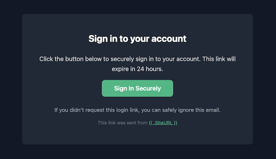 Your login link (Dark Theme)
