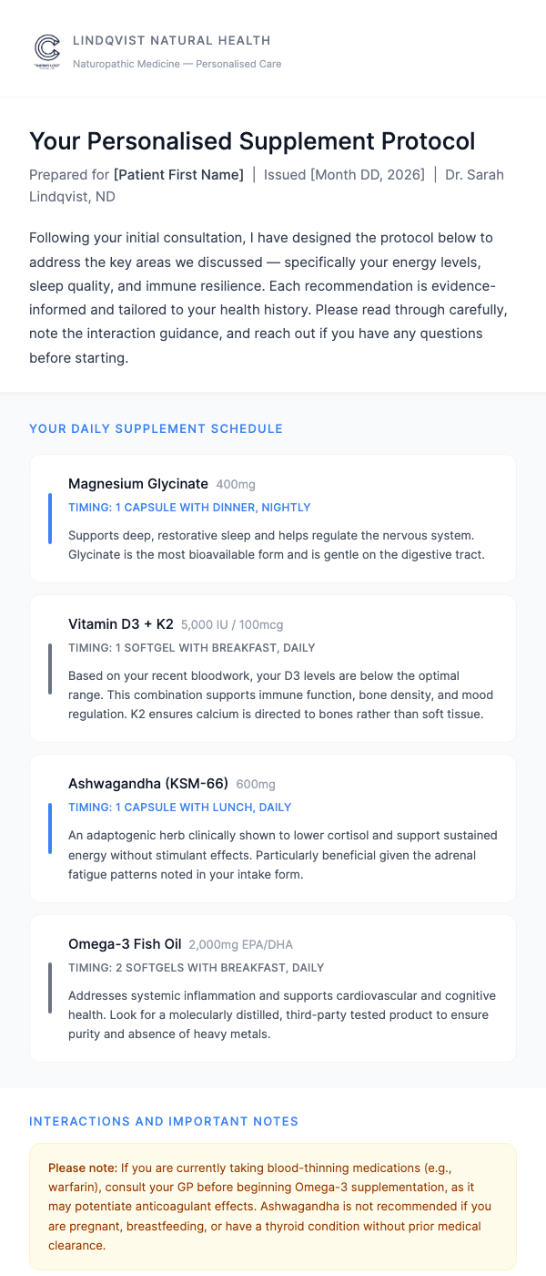 Your Supplement Protocol – Start Here