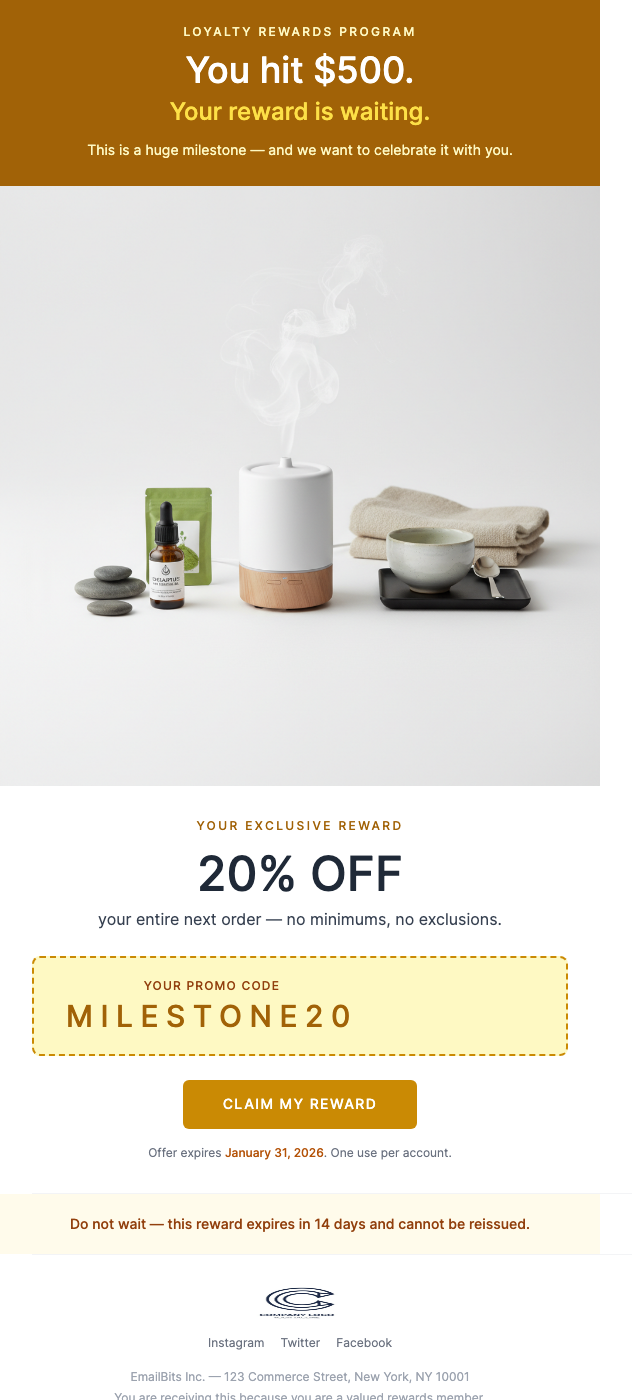 You've Spent $500 With Us – A Special Reward Awaits